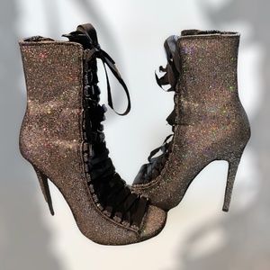 Black sparkle booties
